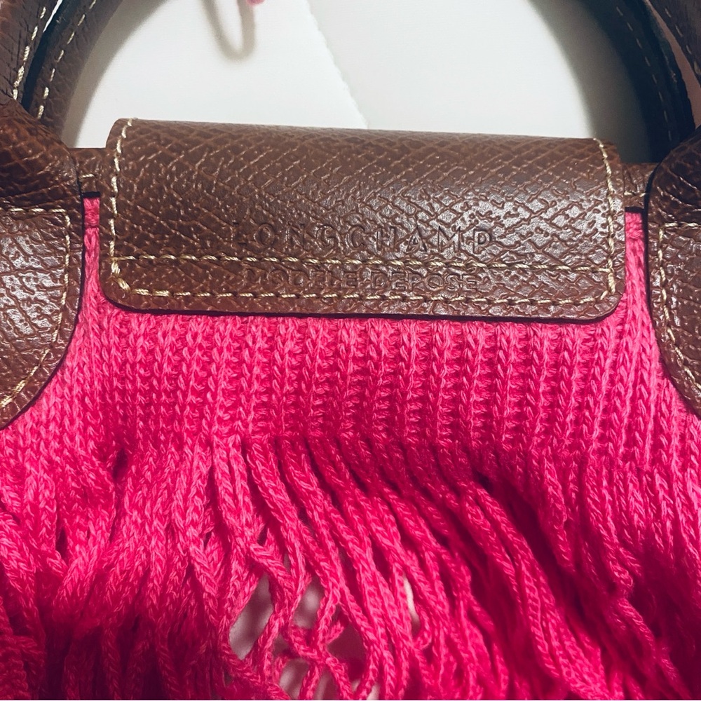 NWT Longchamp Le Pliage Filet Knit L Mesh Bag in Candy Pink - Picture 11 of 16